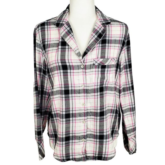 Victoria's Secret Pajama Plaid Flannel Button Down Sleep Shirt Women's XS - Picture 1 of 12